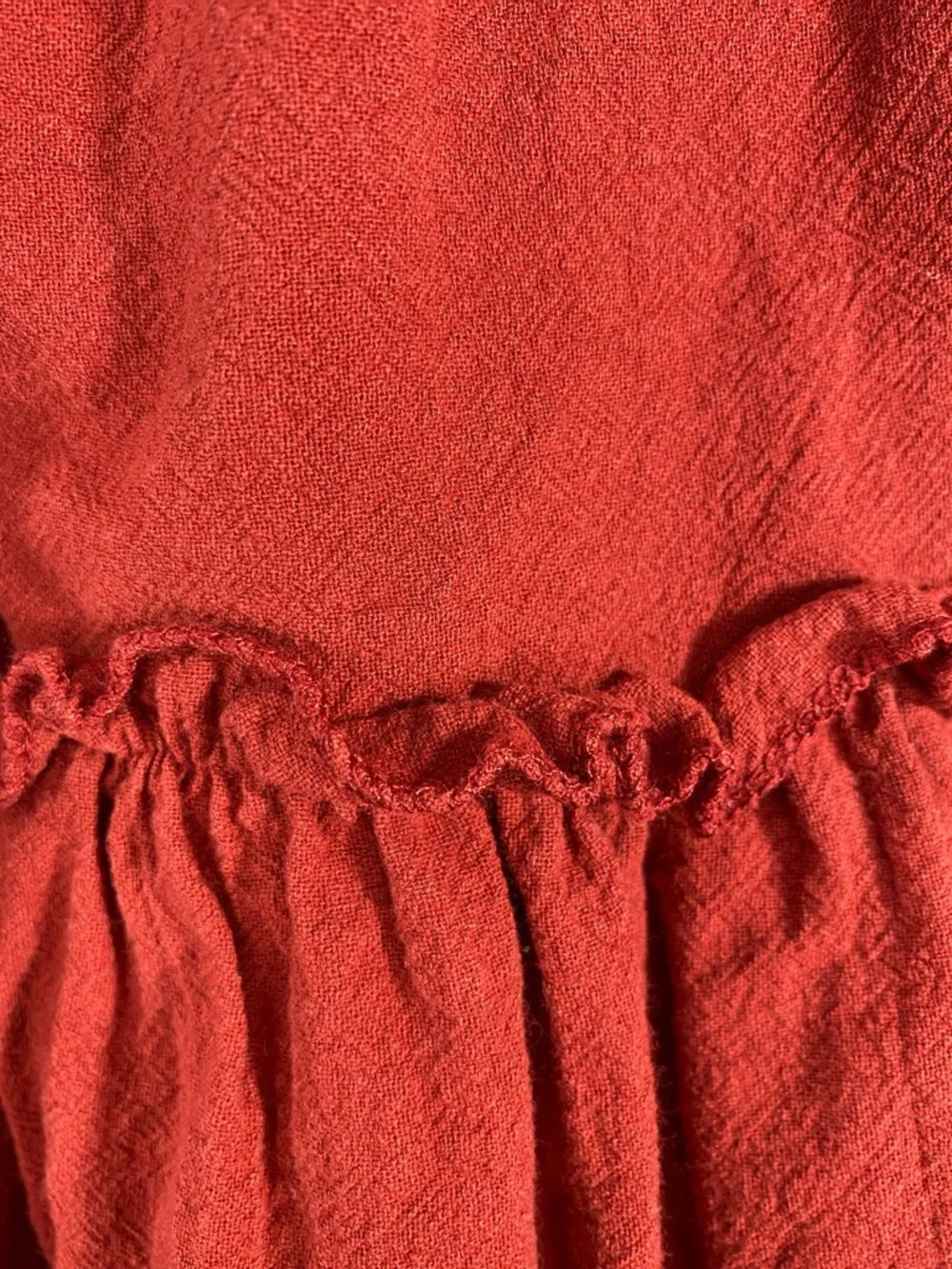 Women’s dark Red Tiered Drawstring Skirt. - Picture 9 of 15